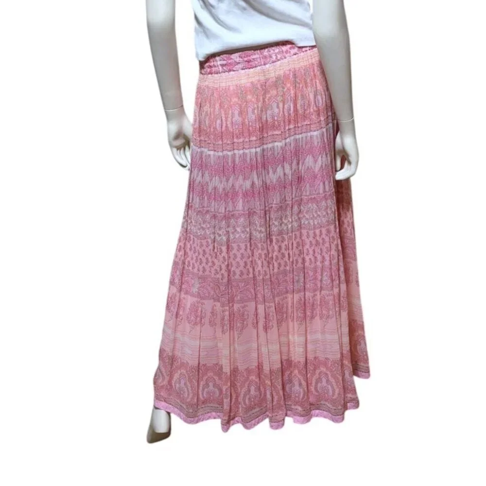 Y2K Ralph Ralph Lauren Silk Maxi Skirt L Paisley Crepe Preppy Heritage 100% Silk - Picture 3 of 7